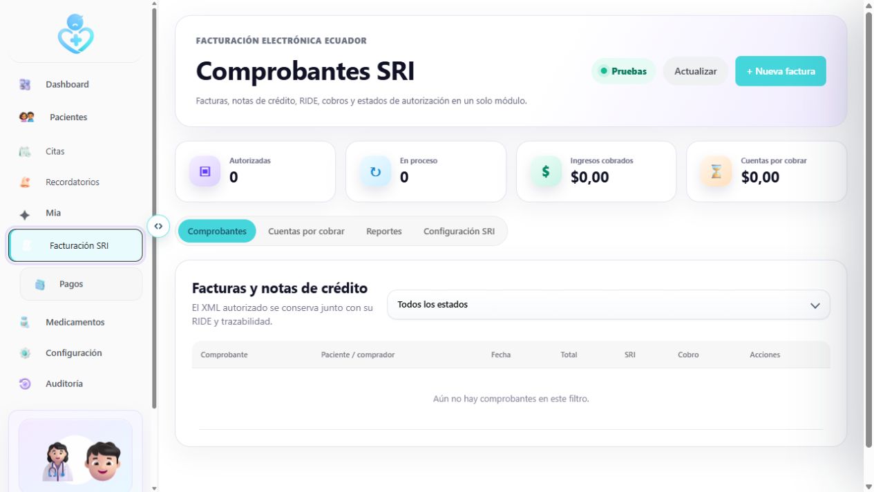 Módulo actual de facturación electrónica SRI con información ficticia de demostración